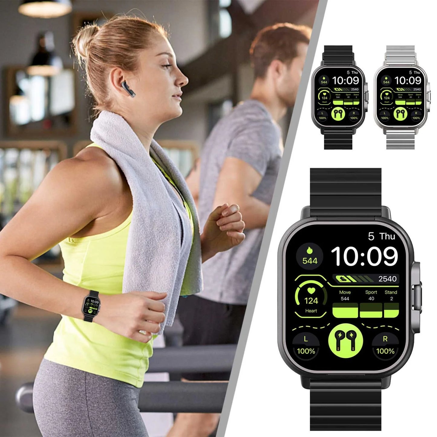 Bluetooth Headset Smart Watch 2-In-1 Sports Smartwatch with Wireless Earph Cool Electronic Gadgets Tech Gadgets for Men