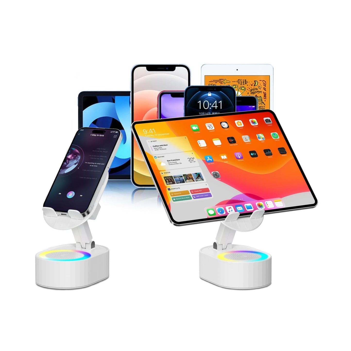Wireless Induction Audio Bluetooth Speaker 5In1 Phone Holder Emergency Rechar...