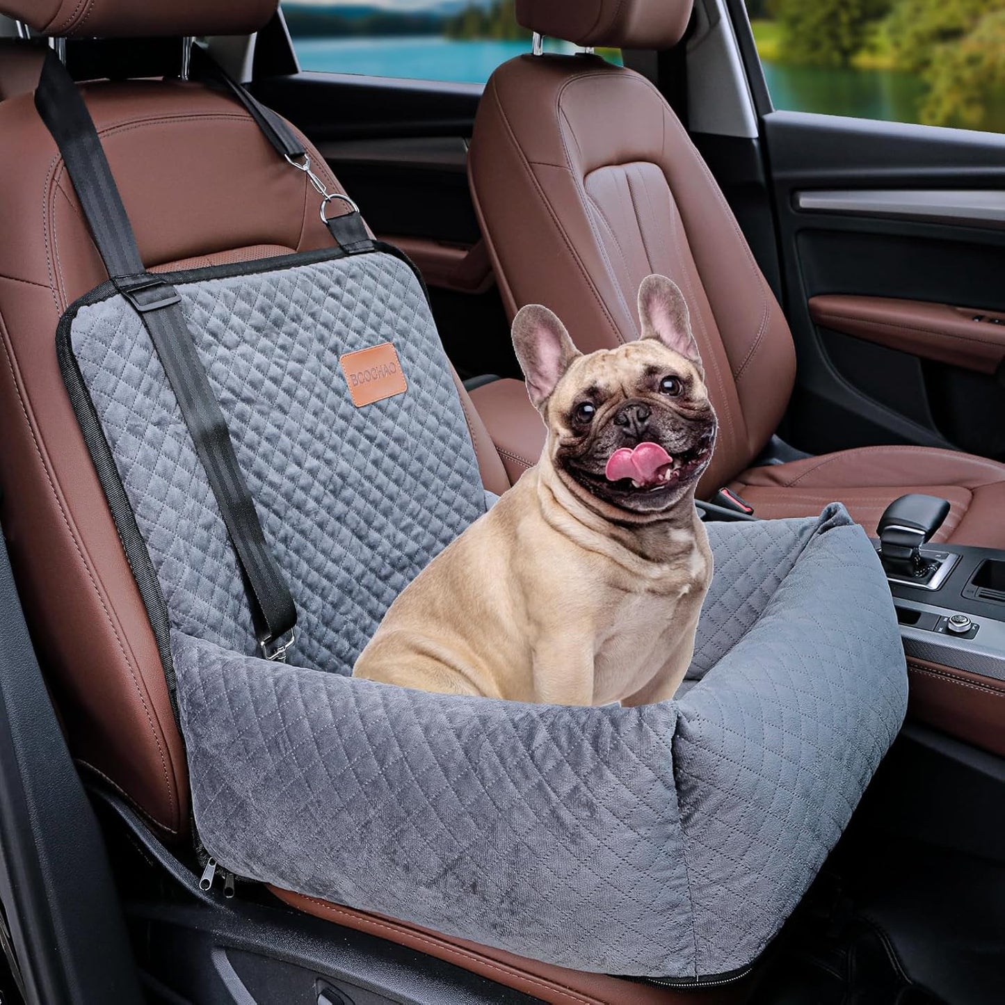 Dog Car Seat Pet Booster Seat Pet Travel Safety Car Seat,The Dog Seat Made of Materials Is Safe and Comfortable, and Can Be Disassembled for Easy Cleaning (Gray)
