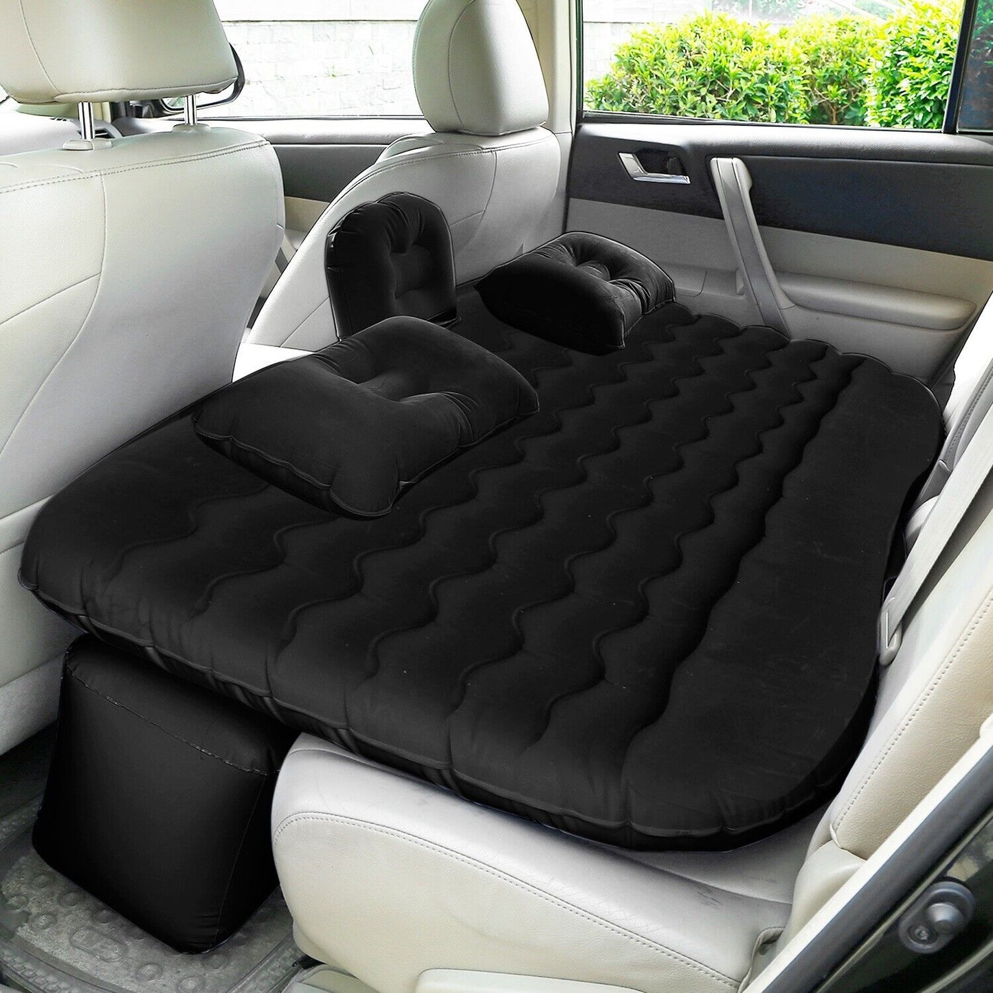 Inflatable Travel Car Mattress Air Bed Back Seat Sleep Rest Mat W/ 2 Pillow Pump