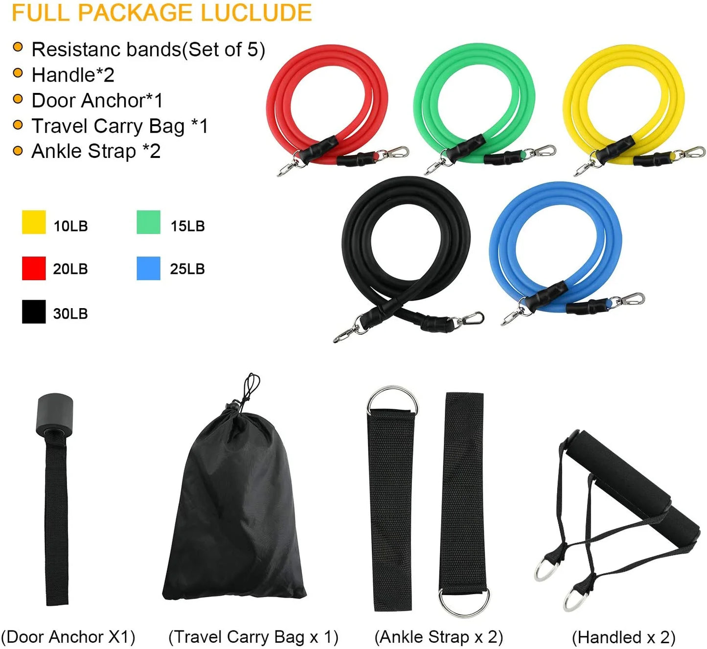 Resistance Bands Set(11 Pcs), Multi Point Anchor Gym Attachment for Home Fitness, Portable Yoga Band Resistance Workout Equipment, Exercise Bands for Home, Resistance Training