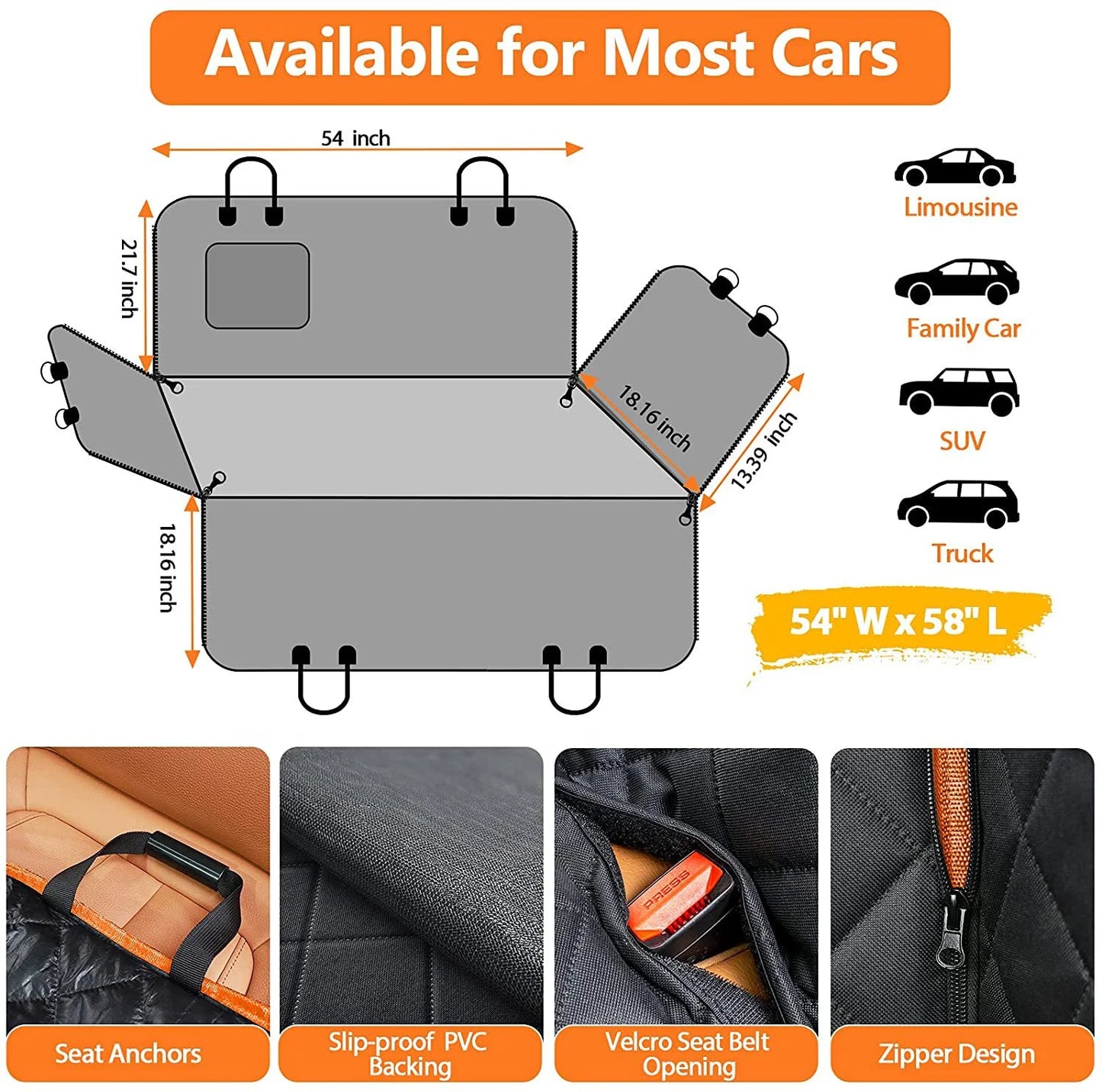 Dog Car Seat Cover for Pets 100% Waterproof Seat Cover Hammock Scratch Proof Nonslip Durable Soft Back Seat Covers for Cars Trucks and Suvs