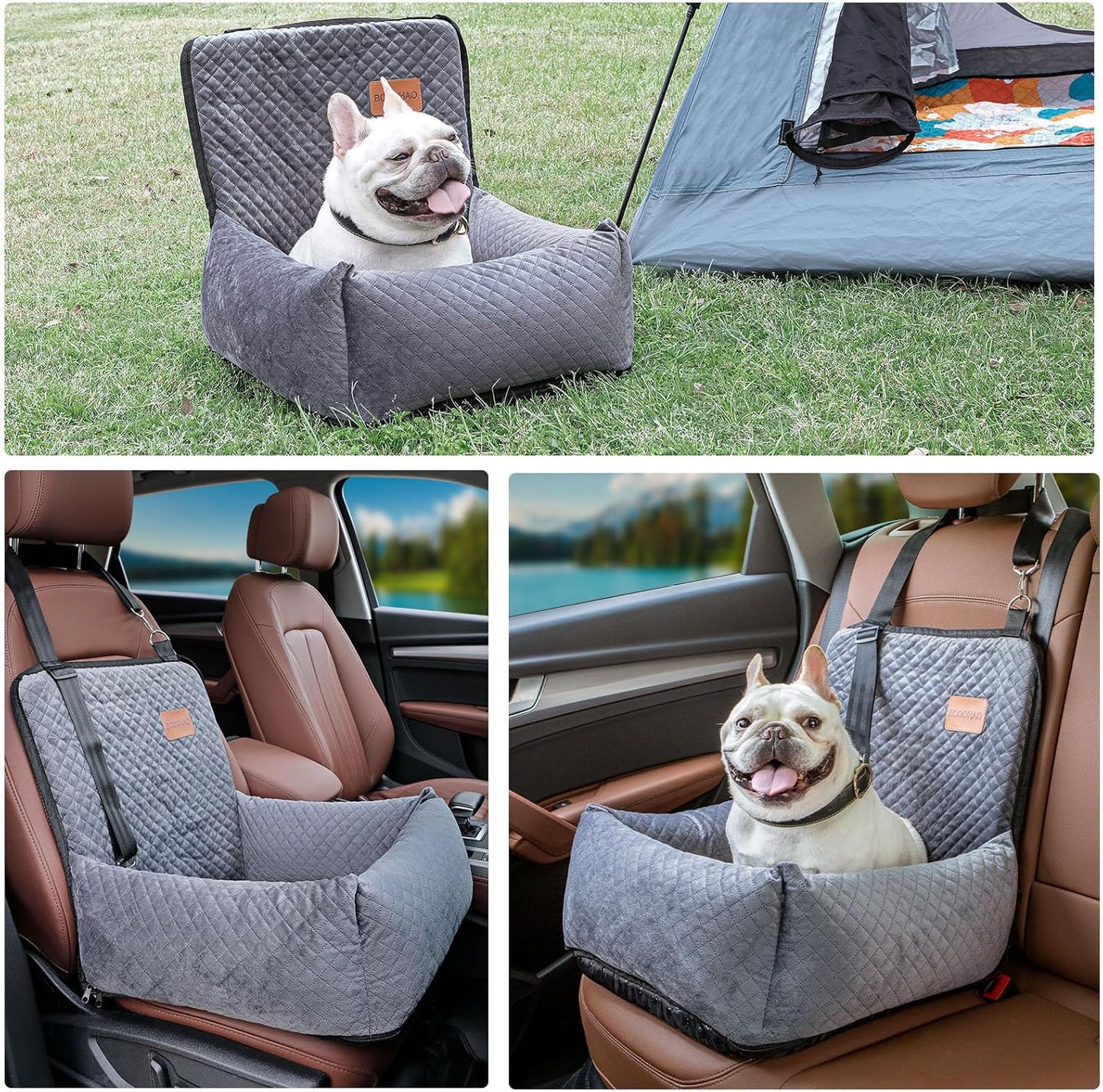 Dog Car Seat Pet Booster Seat Pet Travel Safety Car Seat,The Dog Seat Made of Materials Is Safe and Comfortable, and Can Be Disassembled for Easy Cleaning (Gray)