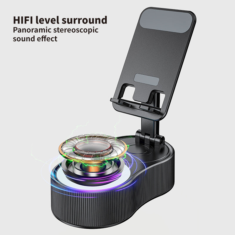 Wireless Bluetooth Fold. Speaker Phone Holder Emergency Rechargeable with Light