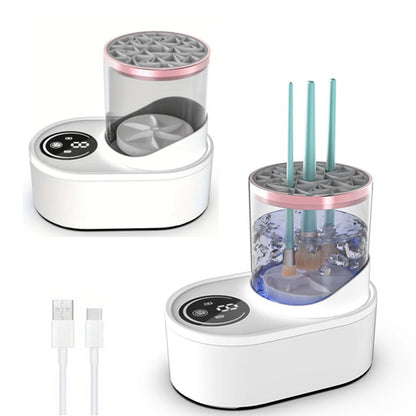 3 in 1 Electric Makeup Brush Cleaner Machine with Makeup Brush Dryer-Holder-Portable Automatic USB Cosmetic Brushes Cleaner Tool