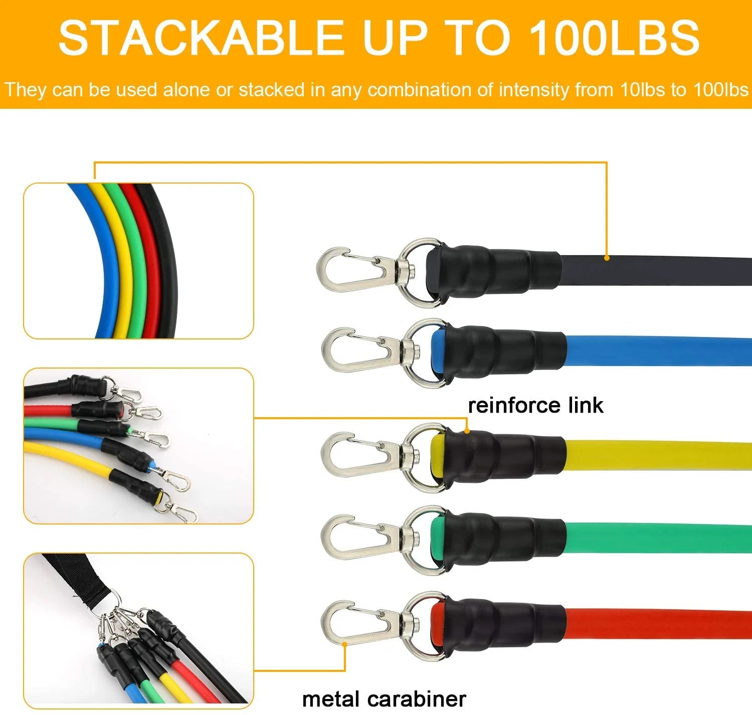 Resistance Bands Set(11 Pcs), Multi Point Anchor Gym Attachment for Home Fitness, Portable Yoga Band Resistance Workout Equipment, Exercise Bands for Home, Resistance Training