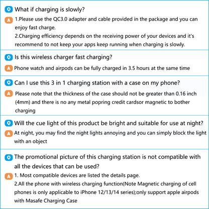 Charging Station, Wirelss Charger, Magnetic Fast Charging Station Compatible with Iphone 16 15 14 13 12 11 Pro Max XS XR, for Iwatch Series 9 8 7 6 5 4 3 2 SE, for Airpods 3 2 Pro