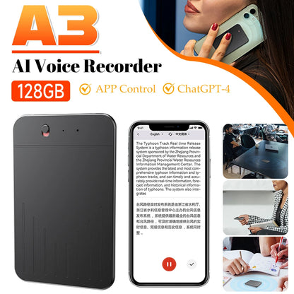 AI Voice Recorder APP Control Audio Recorder Transcribe & Summarization with Chatgpt AI Notetaking Device Support 80+ Languages