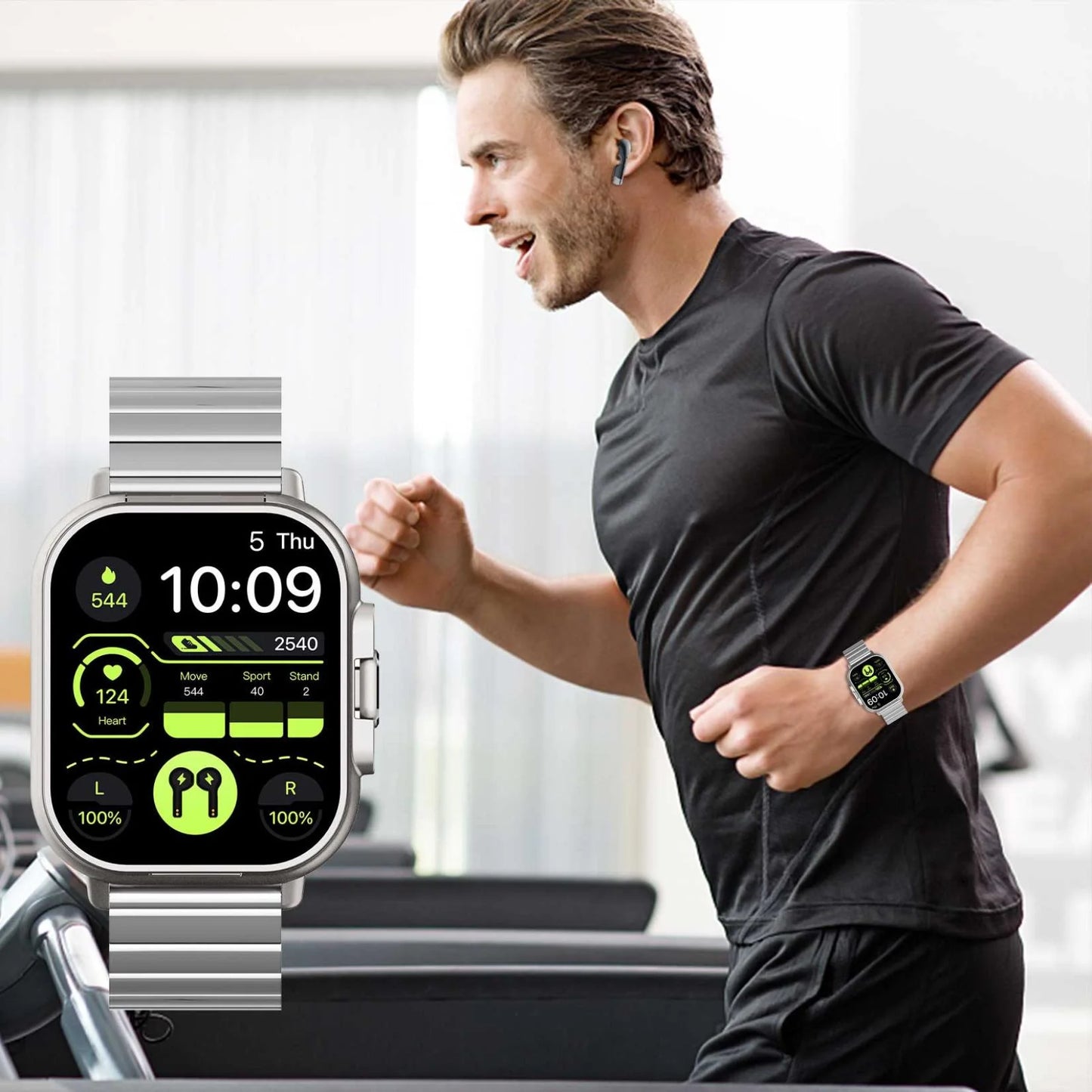 Bluetooth Headset Smart Watch 2-In-1 Sports Smartwatch with Wireless Earph Cool Electronic Gadgets Tech Gadgets for Men