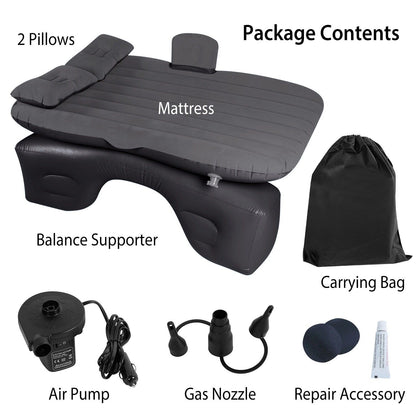 Inflatable Travel Car Mattress Air Bed Back Seat Sleep Rest Mat W/ 2 Pillow Pump