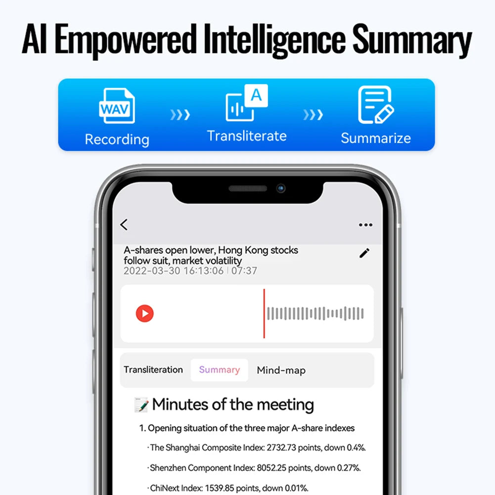 Intelligent AI Voice Recorder Free Realtime Translator Language Device Audio Dictaphone Magnetic AI Voice Recorder APP Control