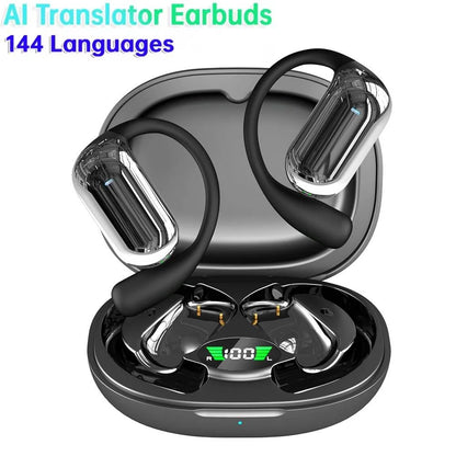 3-In-1 AI Translator Earbuds 144 Languages Noise Cancelling Bluetooth 5.3 Headset ﻿Translator Smart Voice AI Wireless Headphones