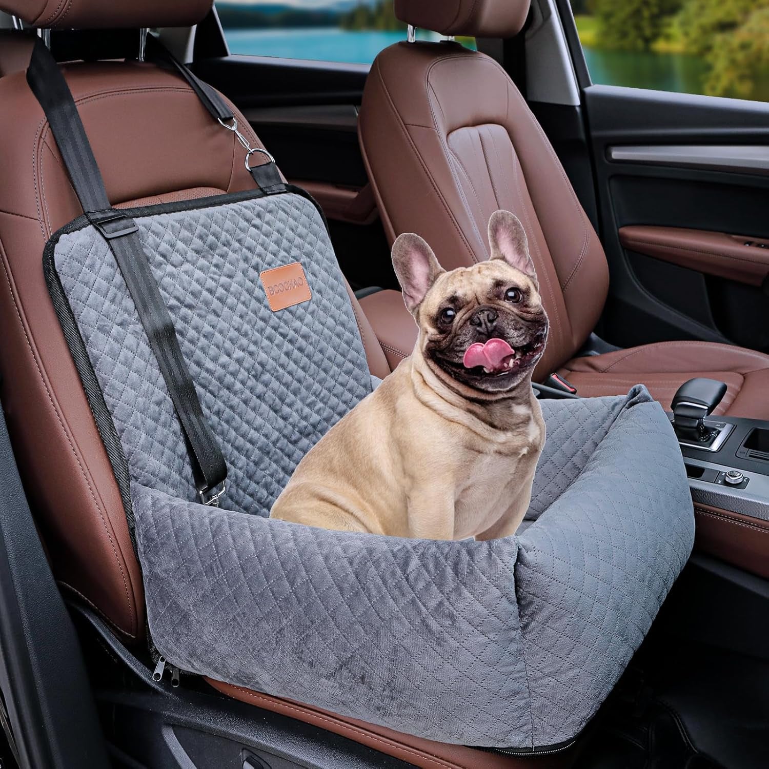 Dog Car Seat Pet Booster Seat Pet Travel Safety Car Seat,The Dog Seat Made of Materials Is Safe and Comfortable, and Can Be Disassembled for Easy Cleaning (Gray)