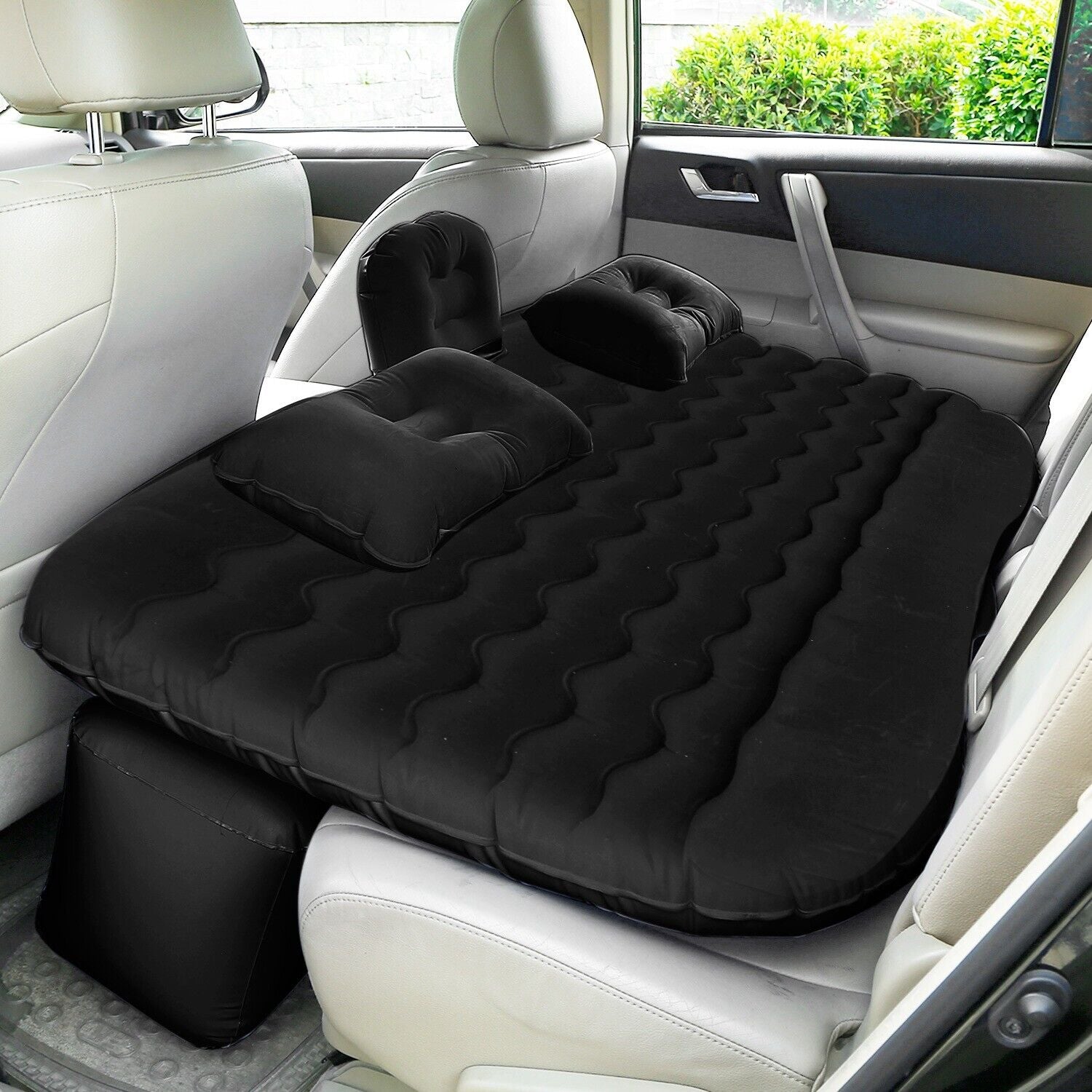 Inflatable Travel Car Mattress Air Bed Back Seat Sleep Rest Mat W/ 2 Pillow Pump