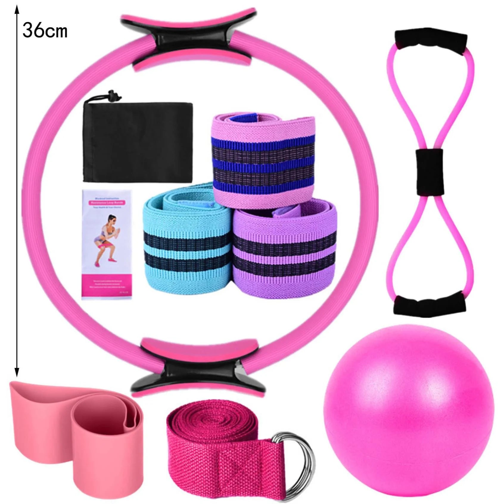 Pilates Essentials Kit for Women,Pilates Kit,Pilates Ring,Yoga Sets for Women Pilates at Home Equipment Pilates Magics Ring Booty Bands for Working Out(Blue 14.57*14.57*2.36In)From