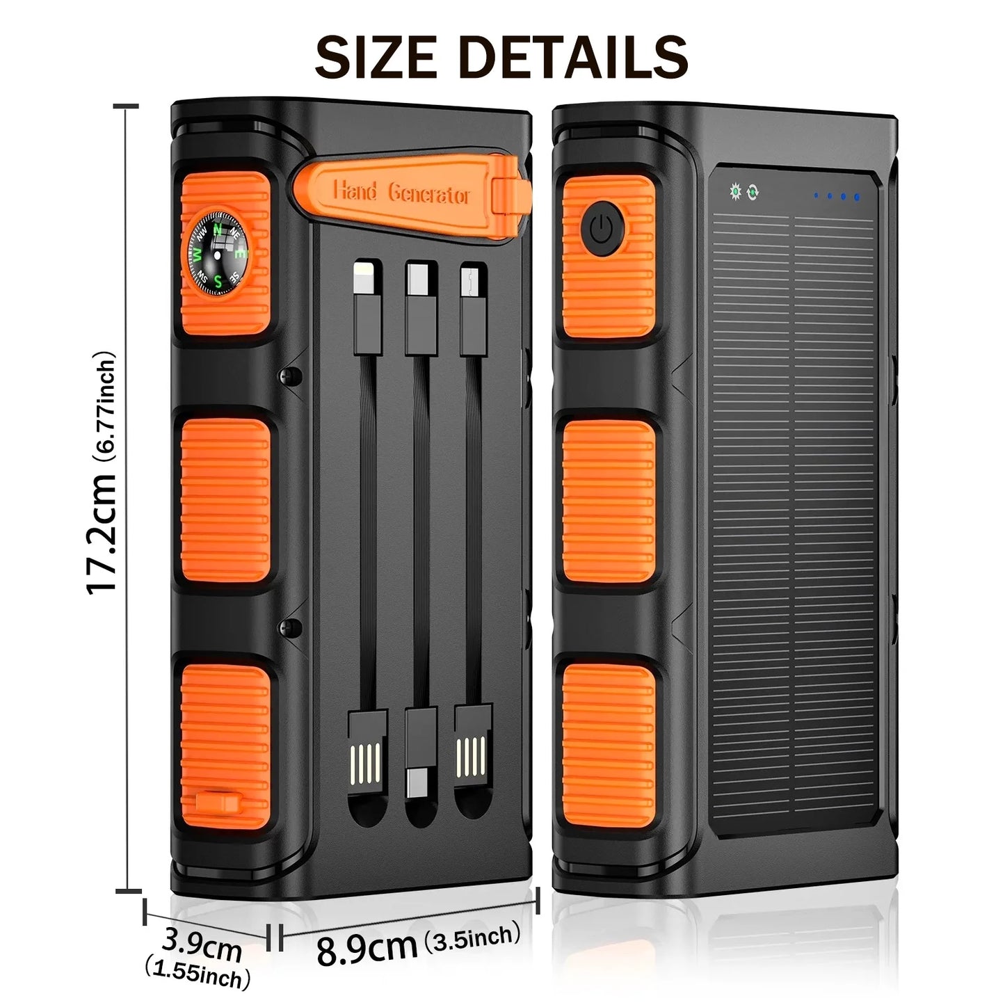 Power Bank Wireless Charger 49800Mah, 20W Fast Charging Power Bank for All Mobile Devices Three Inputs Solar Portable Charger with Dual Flashlights for Outdoor, Camping, Travel