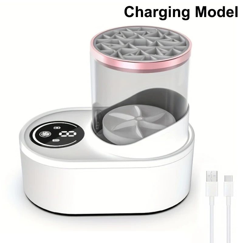 3 in 1 Electric Makeup Brush Cleaner Machine with Makeup Brush Dryer-Holder-Portable Automatic USB Cosmetic Brushes Cleaner Tool