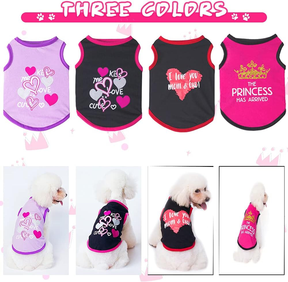 Puppy Clothes for Small Dogs Boy Girl 4 Pack Cat Shirt Cool Dog Summer Outfits Pet Doggie Short Sleeve T-Shirts Apparel for Medium Large French Bulldog Yorkie Doggie Accessories Clothing (XS)
