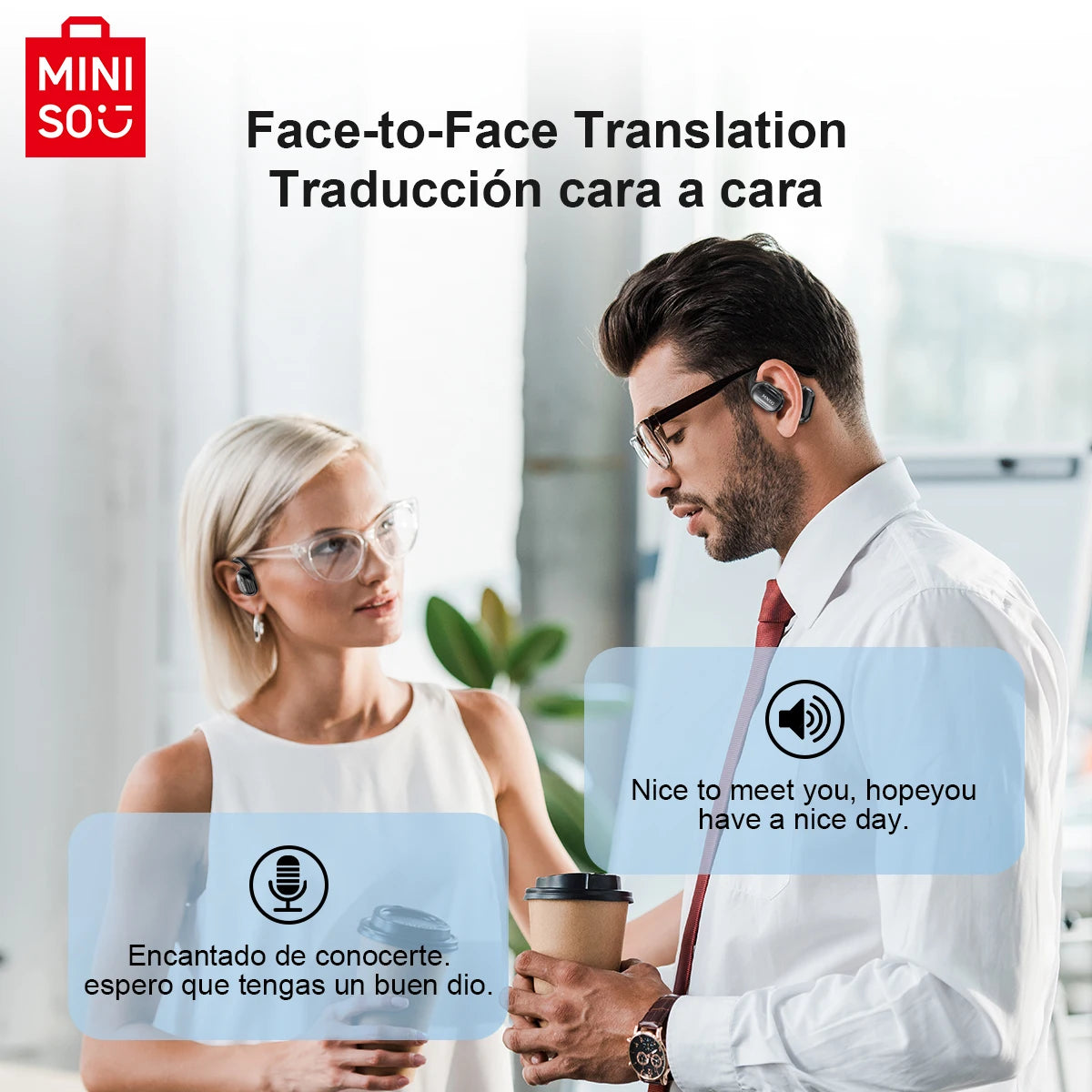 [AI Translator Earphone]  MS162 Bluetooth Translation Earbuds AI Wireless Headphones Office Travel,16Mm Driver Unit