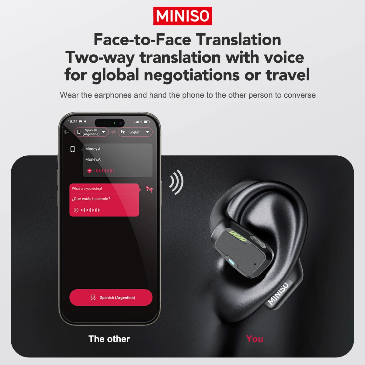 Translator Earphone  M98 AI Wireless Headphones Office Chat Headset ASMR Headset DIY APP AI Wireless Headphones with Mi