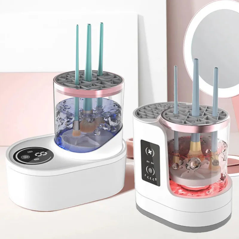 3 in 1 Electric Makeup Brush Cleaner Machine with Makeup Brush Dryer-Holder-Portable Automatic USB Cosmetic Brushes Cleaner Tool