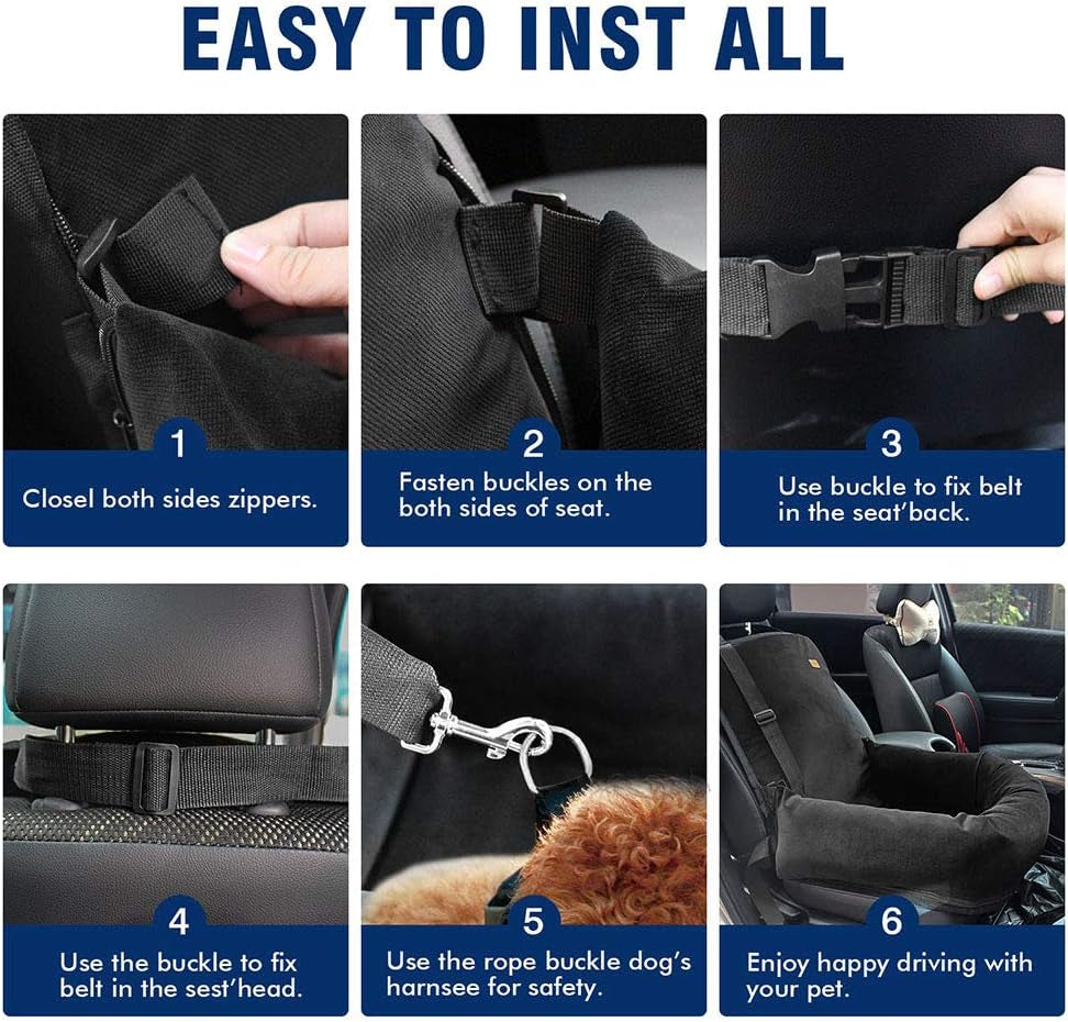 Dog Car Seat Pet Booster Seat Pet Travel Safety Car Seat,The Dog Seat Made of Materials Is Safe and Comfortable, and Can Be Disassembled for Easy Cleaning (Gray)
