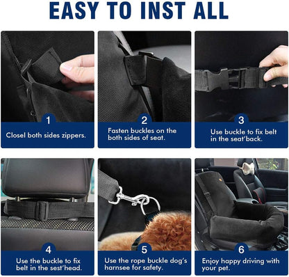 Dog Car Seat Pet Booster Seat Pet Travel Safety Car Seat,The Dog Seat Made of Materials Is Safe and Comfortable, and Can Be Disassembled for Easy Cleaning (Gray)