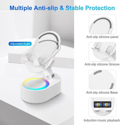 Wireless Induction Audio Bluetooth Speaker 5In1 Phone Holder Emergency Rechar...