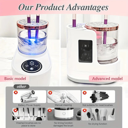3 in 1 Electric Makeup Brush Cleaner Machine with Makeup Brush Dryer-Holder-Portable Automatic USB Cosmetic Brushes Cleaner Tool