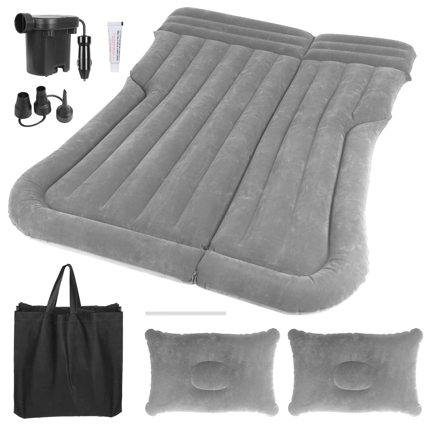 Inflatable Travel Car Mattress Air Bed Back Seat Sleep Rest Mat W/ 2 Pillow Pump