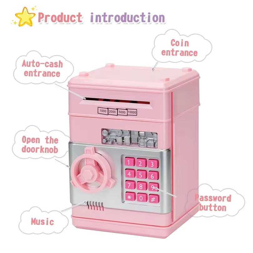 Automatic Piggy Bank with Password Lock and Counter, Creative Mini Money Box for Kids to save Coins , ATM Style Child Gift