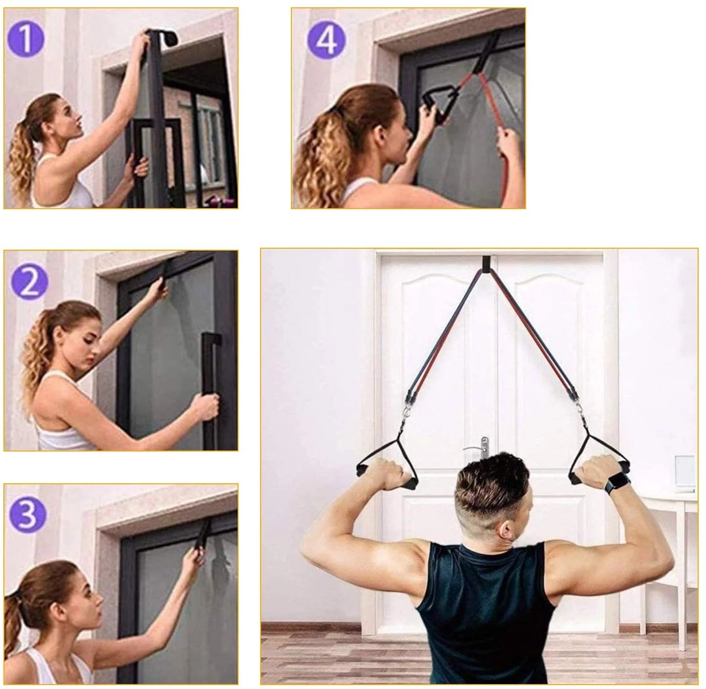 Resistance Bands Set(11 Pcs), Multi Point Anchor Gym Attachment for Home Fitness, Portable Yoga Band Resistance Workout Equipment, Exercise Bands for Home, Resistance Training