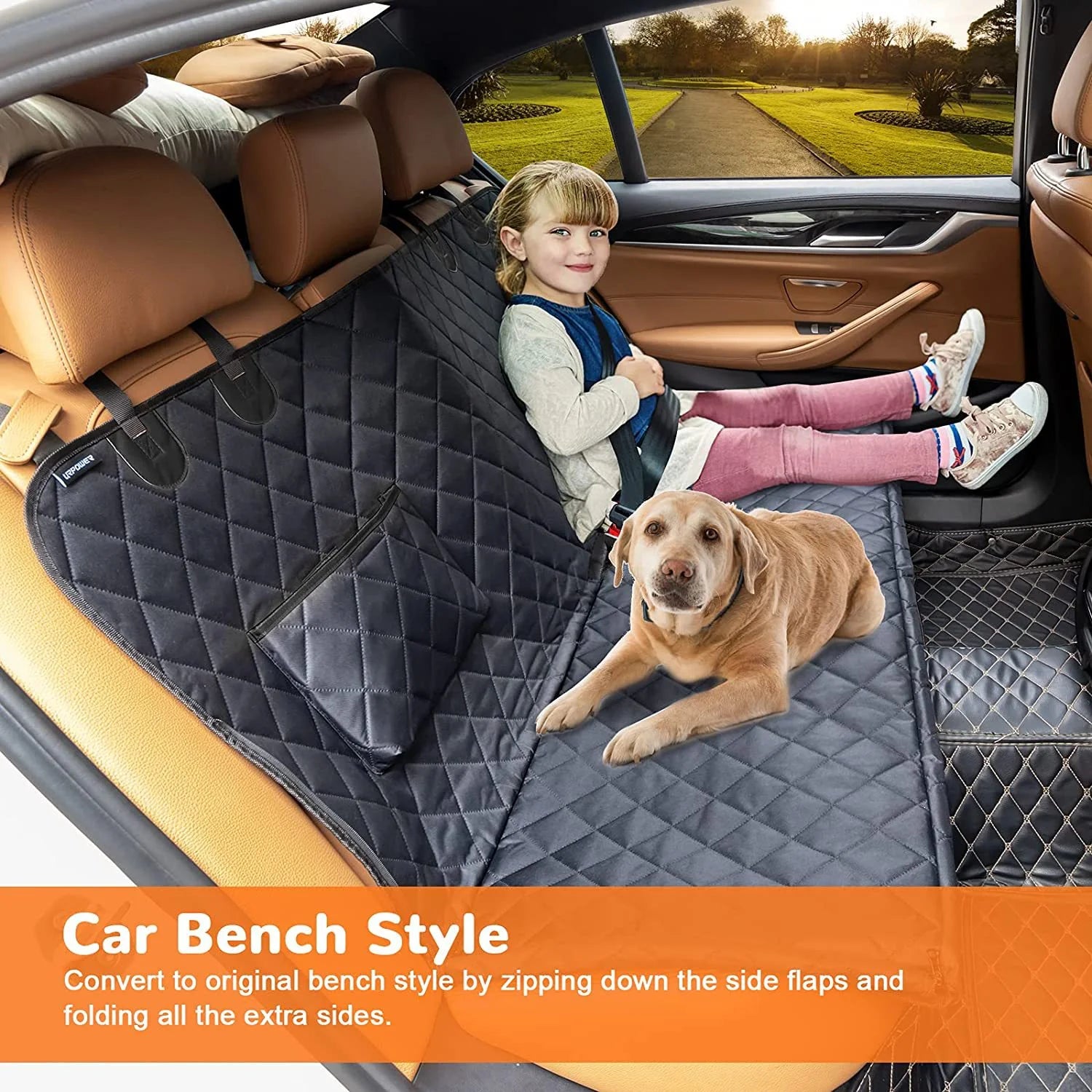 Dog Car Seat Cover for Pets 100% Waterproof Seat Cover Hammock Scratch Proof Nonslip Durable Soft Back Seat Covers for Cars Trucks and Suvs
