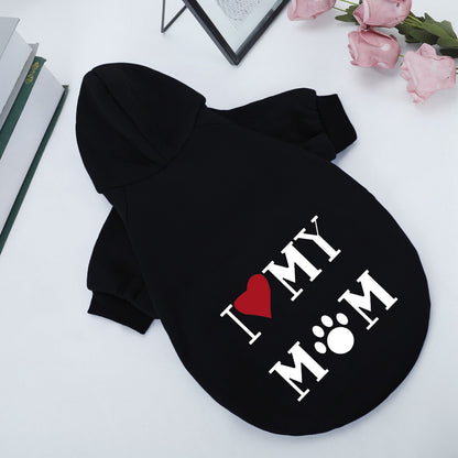 Pet'S Hoodie Coat,Printed Shirts,Warm Sweater Outdoor Hooded Sweatshirt Dogs Clothes -Black,2Xl