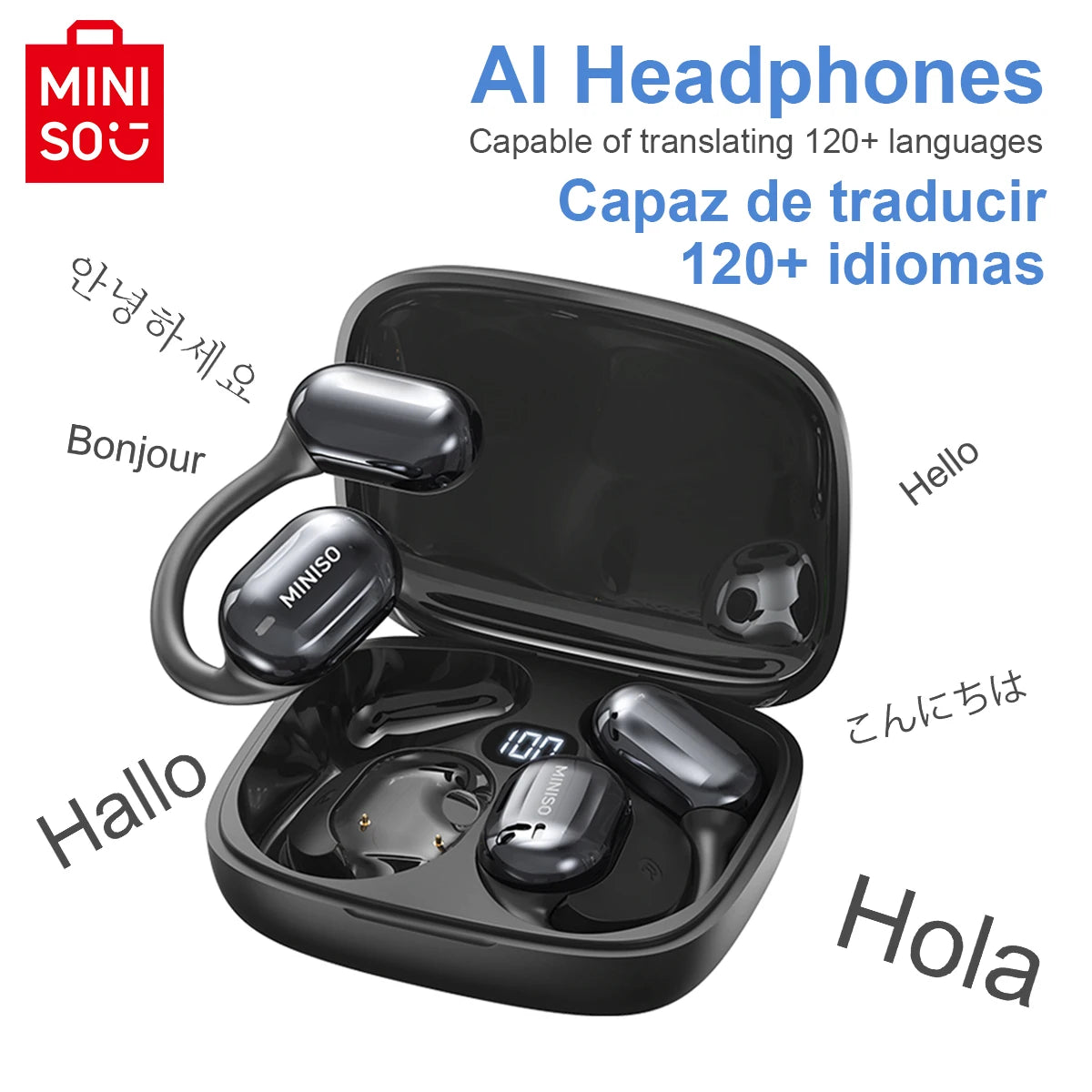 [AI Translator Earphone]  MS162 Bluetooth Translation Earbuds AI Wireless Headphones Office Travel,16Mm Driver Unit