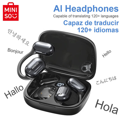 [AI Translator Earphone]  MS162 Bluetooth Translation Earbuds AI Wireless Headphones Office Travel,16Mm Driver Unit