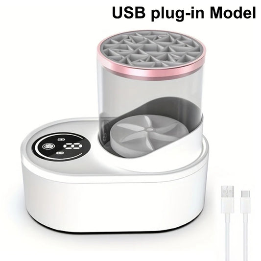 3 in 1 Electric Makeup Brush Cleaner Machine with Makeup Brush Dryer-Holder-Portable Automatic USB Cosmetic Brushes Cleaner Tool