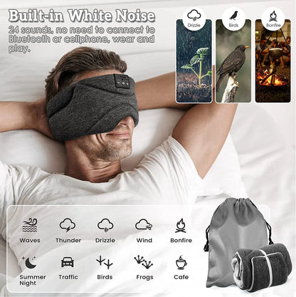 Bluetooth Sleep Mask with Headphones 24 White Noise Ice-Feeling Extra Soft Modal Lining Blackout Sleep Eye Mask Ultra-Thin Sleep Headphones