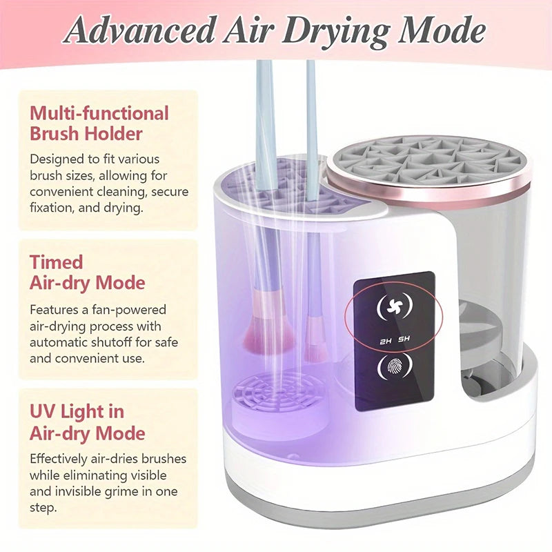 3 in 1 Electric Makeup Brush Cleaner Machine with Makeup Brush Dryer-Holder-Portable Automatic USB Cosmetic Brushes Cleaner Tool