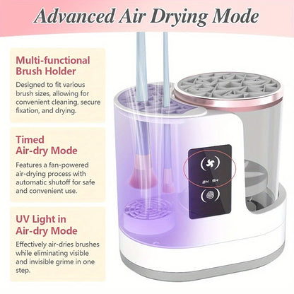 3 in 1 Electric Makeup Brush Cleaner Machine with Makeup Brush Dryer-Holder-Portable Automatic USB Cosmetic Brushes Cleaner Tool