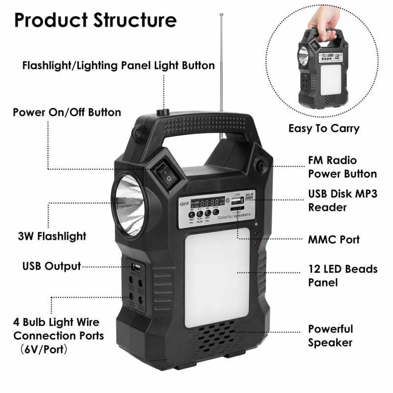 Portable Power Station Solar Generator Panel Power Bank Outlet Camping Emergency