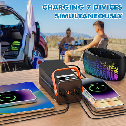 27000Mah Portable Charger Power Bank with Built-In Cables, 22.5W PD Fast Charge & Solar Input,  99Wh for Iphone Android Home Camping Emergency