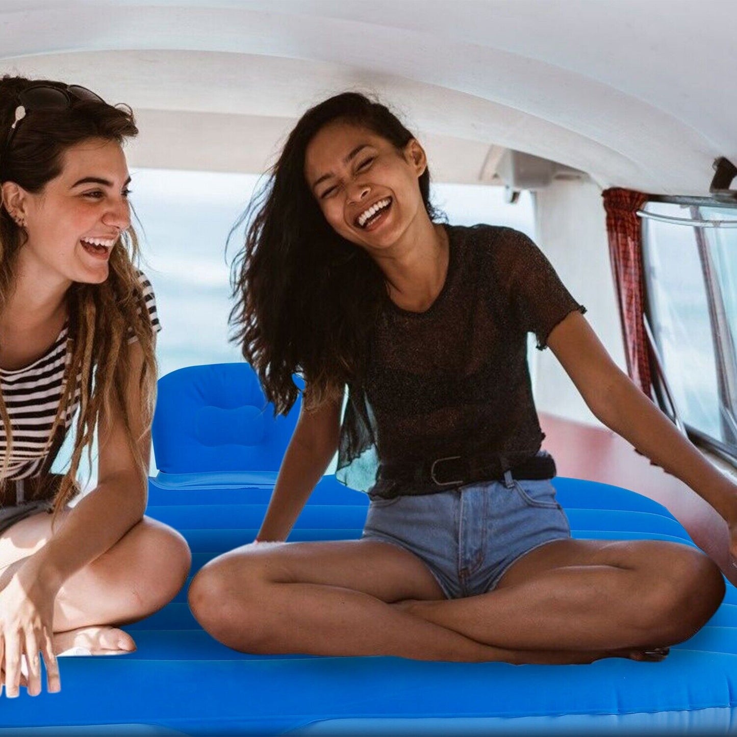 Inflatable Travel Car Mattress Air Bed Back Seat Sleep Rest Mat W/ 2 Pillow Pump