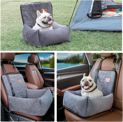 Dog Car Seat Pet Booster Seat Pet Travel Safety Car Seat,The Dog Seat Made of Materials Is Safe and Comfortable, and Can Be Disassembled for Easy Cleaning (Gray)