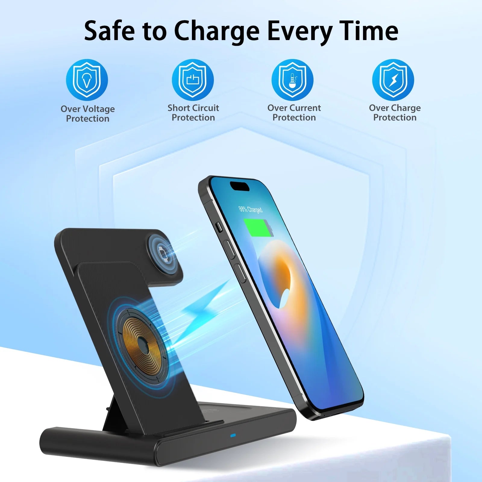 Charging Station, Wirelss Charger, Magnetic Fast Charging Station Compatible with Iphone 16 15 14 13 12 11 Pro Max XS XR, for Iwatch Series 9 8 7 6 5 4 3 2 SE, for Airpods 3 2 Pro