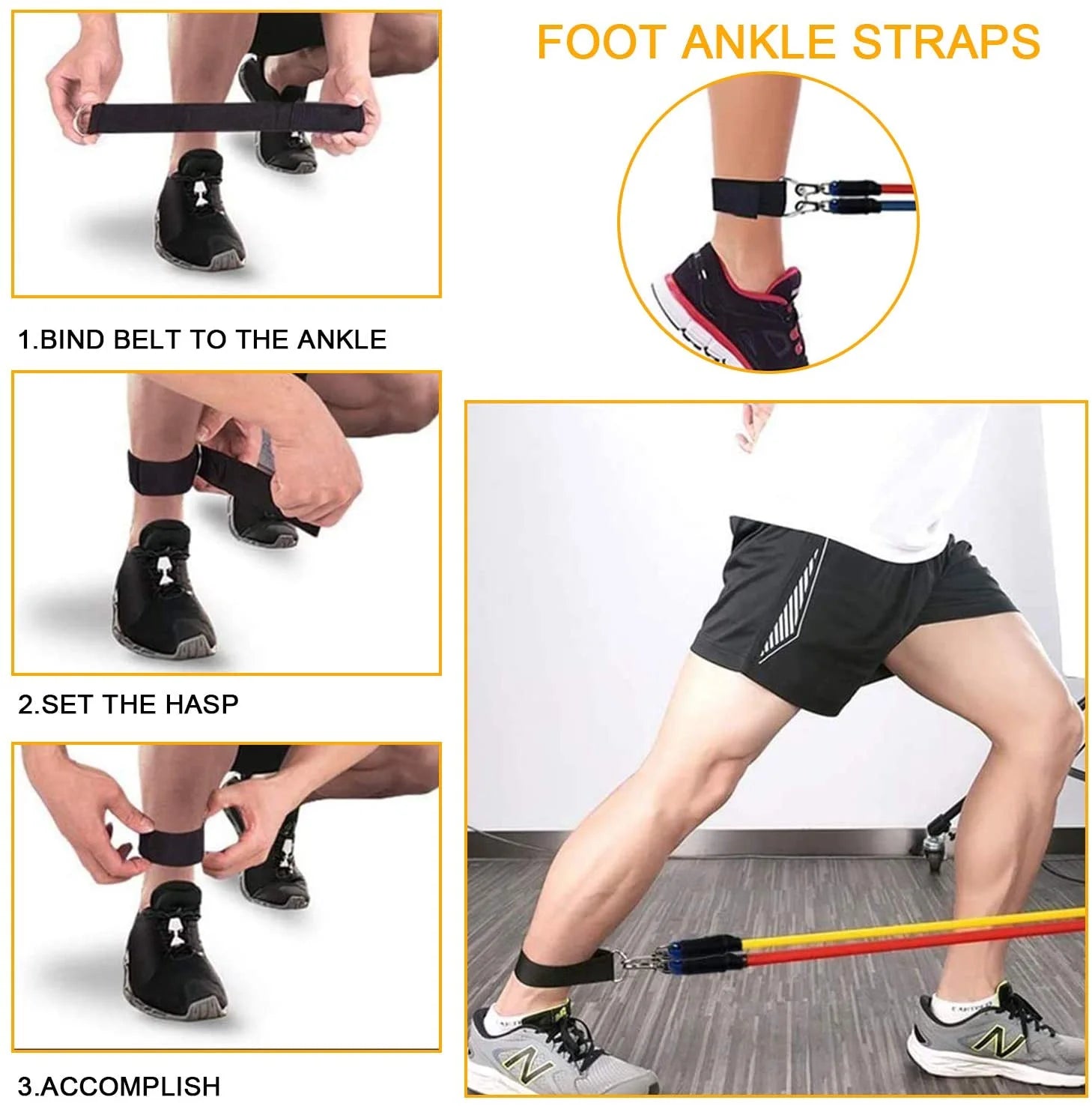 Resistance Bands Set(11 Pcs), Multi Point Anchor Gym Attachment for Home Fitness, Portable Yoga Band Resistance Workout Equipment, Exercise Bands for Home, Resistance Training