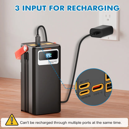 27000Mah Portable Charger Power Bank with Built-In Cables, 22.5W PD Fast Charge & Solar Input,  99Wh for Iphone Android Home Camping Emergency