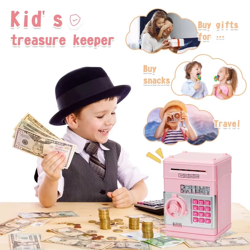 Automatic Piggy Bank with Password Lock and Counter, Creative Mini Money Box for Kids to save Coins , ATM Style Child Gift
