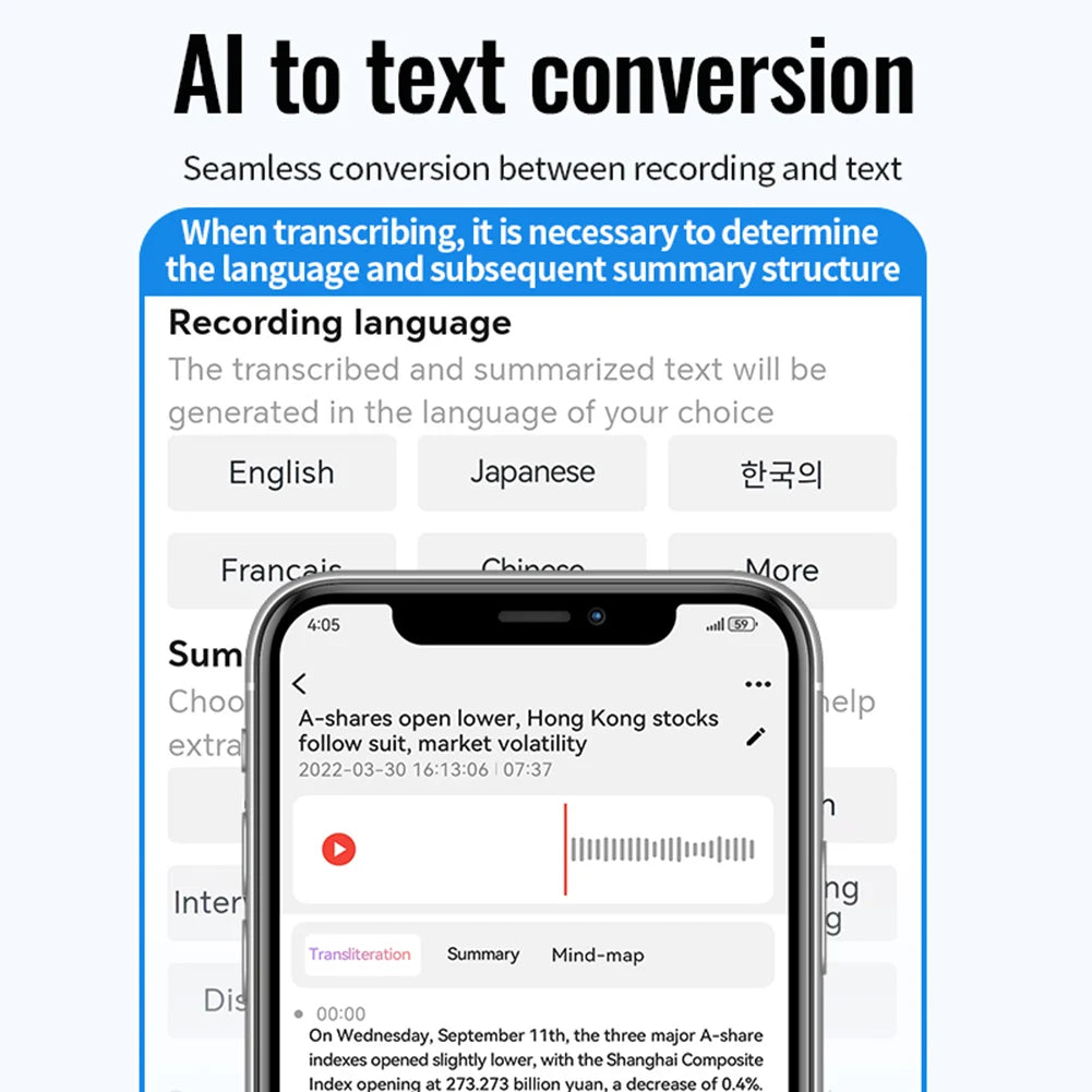 Intelligent AI Voice Recorder Free Realtime Translator Language Device Audio Dictaphone Magnetic AI Voice Recorder APP Control