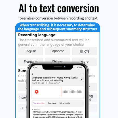 Intelligent AI Voice Recorder Free Realtime Translator Language Device Audio Dictaphone Magnetic AI Voice Recorder APP Control